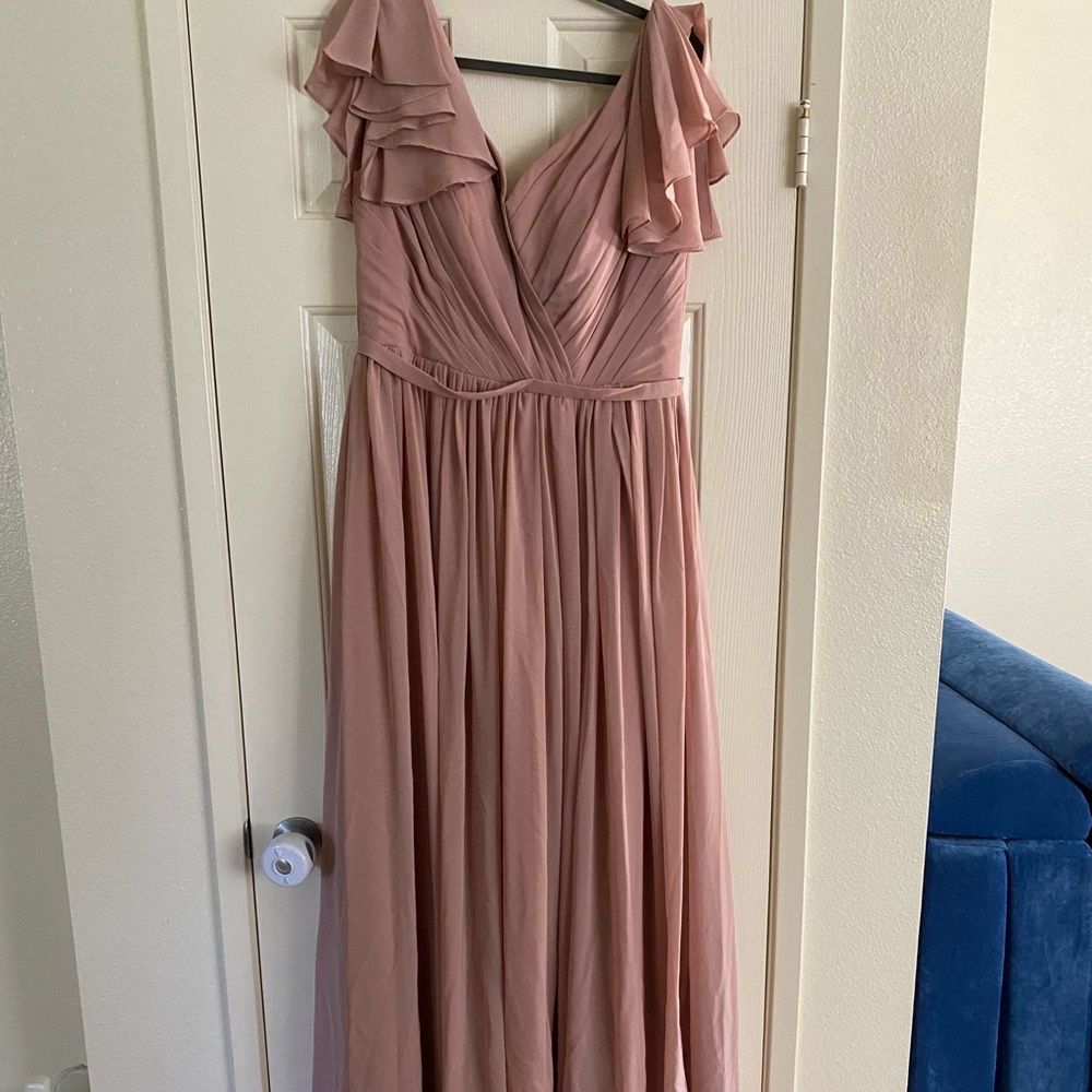Dusty Rose chiffon bridesmaid gown with corset back